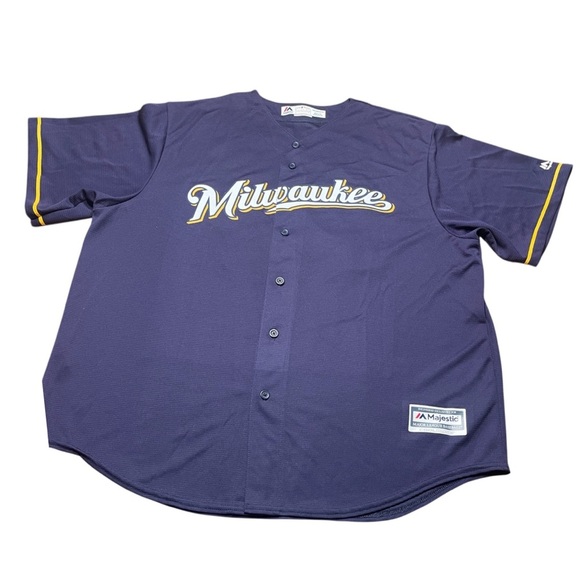 Majestic Other - Milwaukee Brewers Jersey Men’s Yelich #22 Majestic Cool Base MLB Sewn Sz 2XL